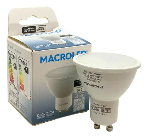 Lámpara Dicroica Led 5w GU10 Luz Fría Macroled