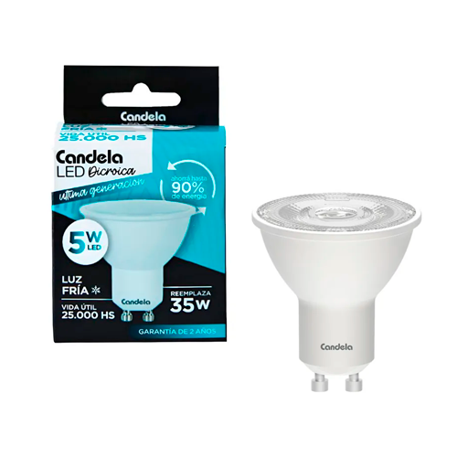 Lámpara Dicroica Led 5w GU10 Luz Fría Candela