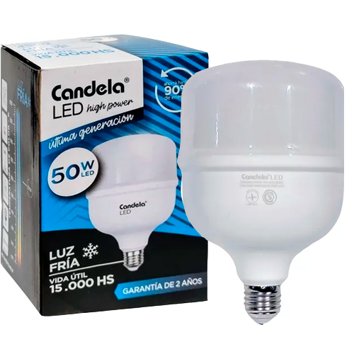 Lámpara Galponera Led 50w Hp E27 Luz Fría Candela