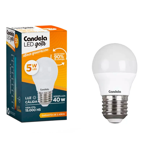Lámpara Gota Led 5w E27 Luz Cálida Candela