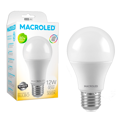 Lámpara Bulbo Led 11,5w E27 Luz Cálida Macroled