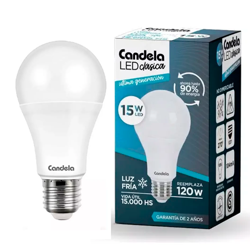 Lámpara Bulbo Led 15w E27 Luz Fría Candela