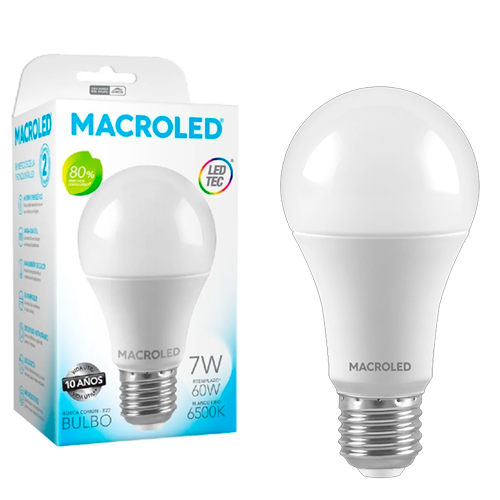 Lámpara Bulbo Led 6,5w E27 Luz Fría Macroled