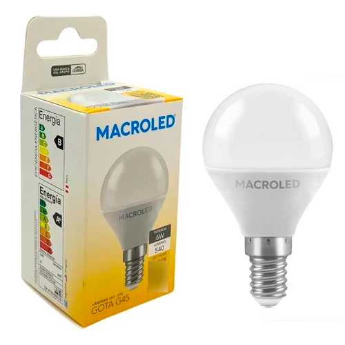 Lámpara Gota Led 6w E14 Luz Cálida Macroled