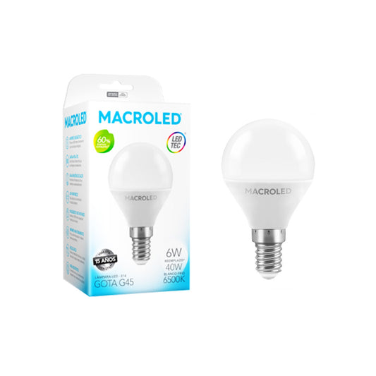 Lámpara Gota Led 6w E14 Luz Fría Macroled